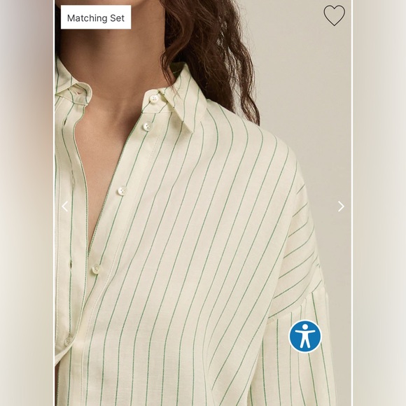 NWT Favorite Daughter size small THE EX-BOYFRIEND SHIRT green ivory button down - Picture 2 of 14